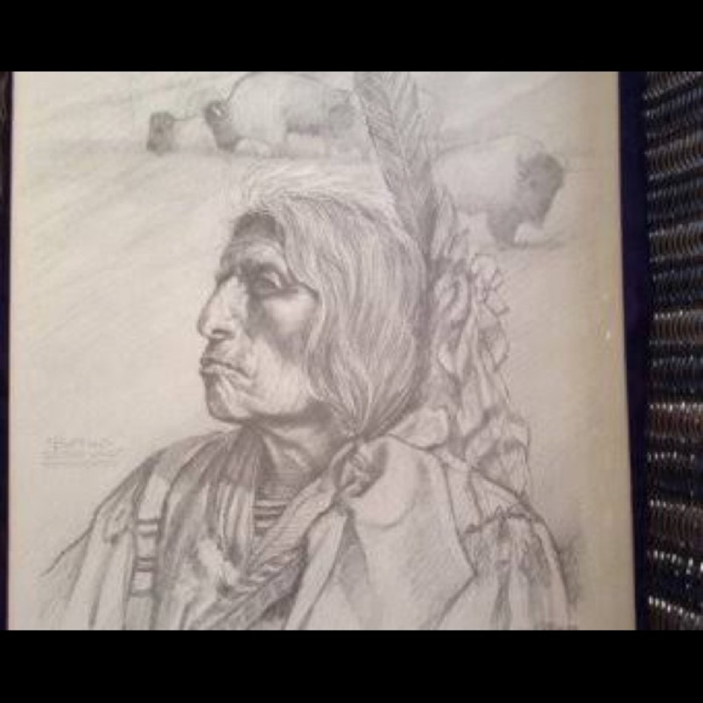 Native Indian picture original sketch drawing